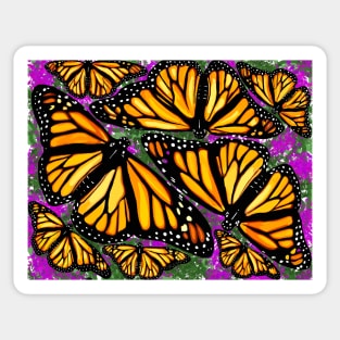 Beautiful Monarch Butterflies with floral background Sticker